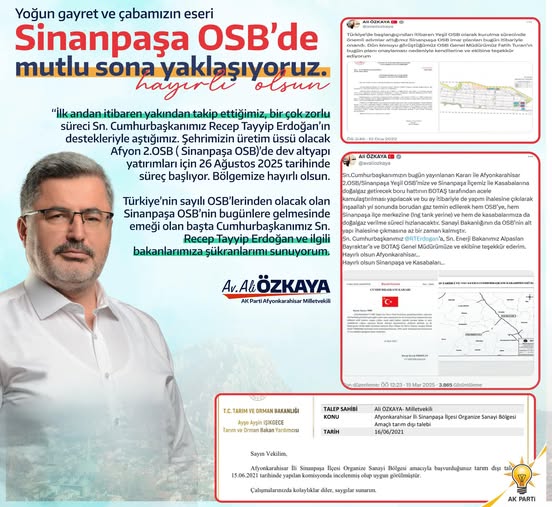 Sinanpaşa OSB'de Dev Altyapı Yatırımları Başlıyor: Afyonkarahisar Sanayiye Hazırlanıyor