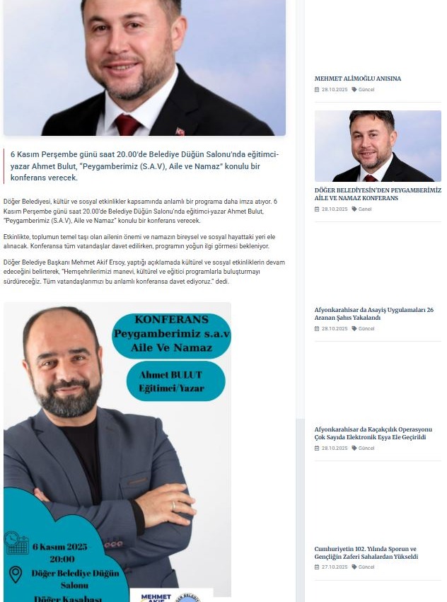 Döğer Belediyesi'nden Eğitimci-Yazar Ahmet Bulut İle Konferans