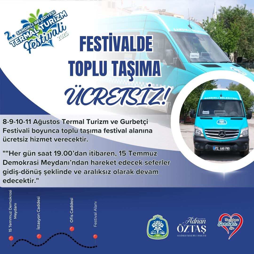 Sandıklı'da Termal Turizm ve Gurbetçi Festivali'nde Ücretsiz Ulaşım İmkanı